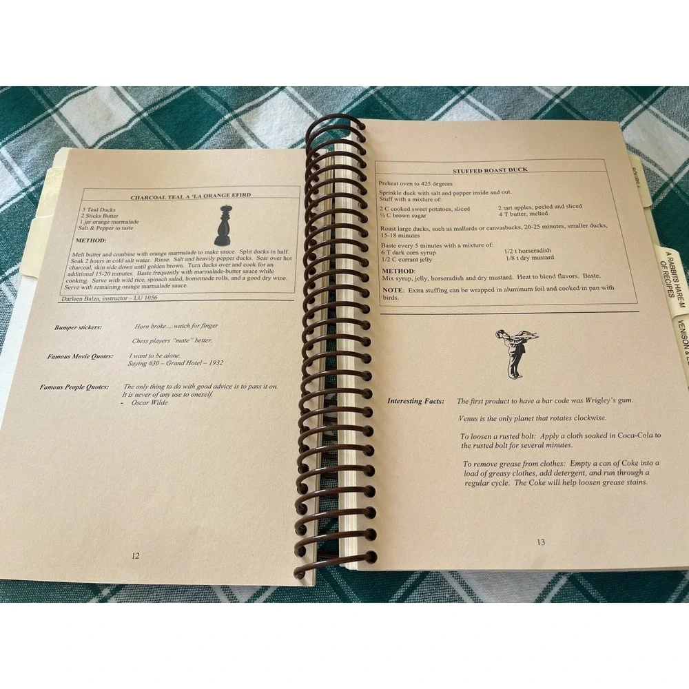Wild Life Cookbook Northern Wisconsin Duck Game Quail Pigeon & More 2006